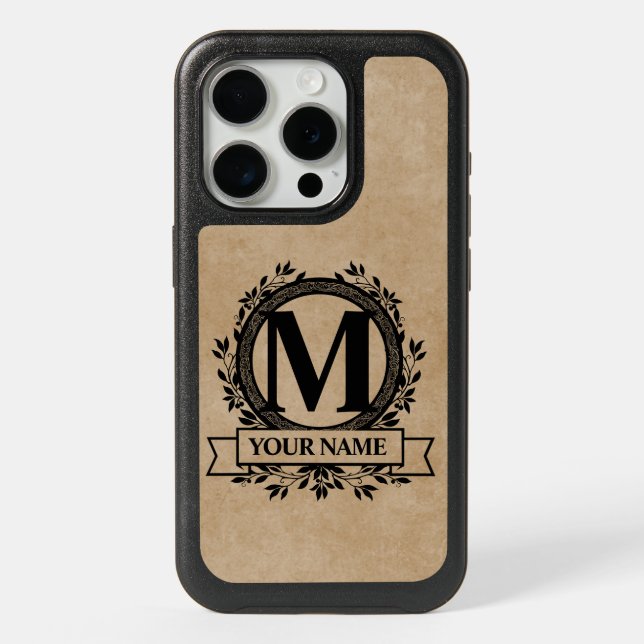 Floral Monogram Design iPhone 15 Pro Case (Back)