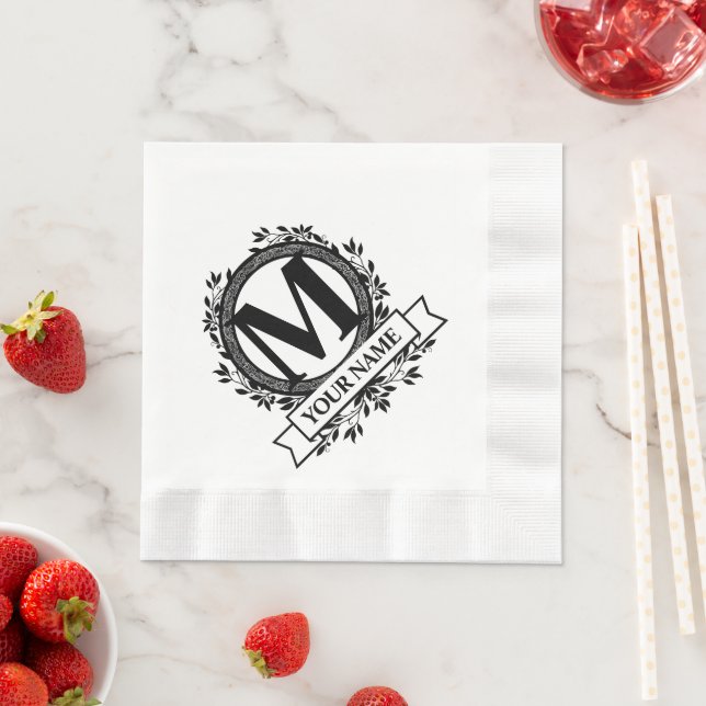 Floral Monogram Design Napkins (Insitu)