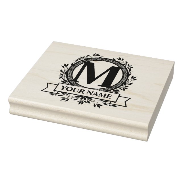 Floral Monogram Design Rubber Stamp (Stamp)