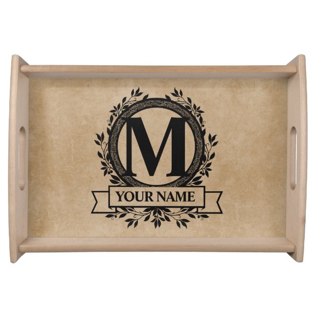Floral Monogram Design Serving Tray (Front)