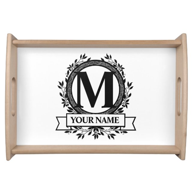 Floral Monogram Design Serving Tray (Front)