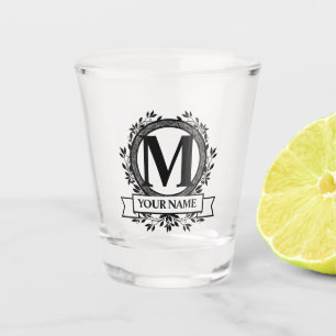 Floral Monogram Design Shot Glass
