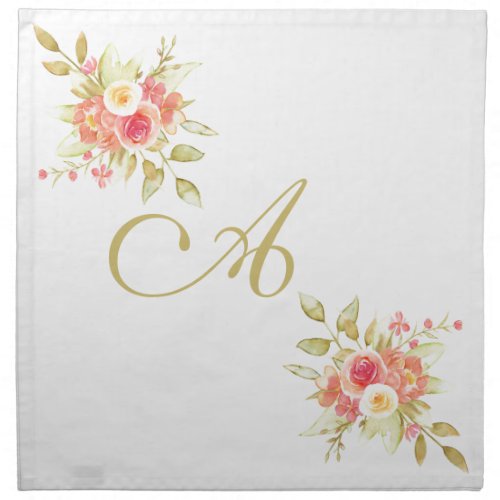 Floral Monogram Dinner Napkins