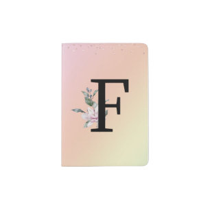 Floral Monogram F Passport Cover Holder