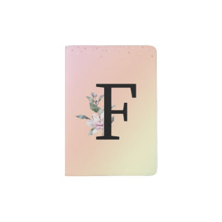 Floral Monogram F Passport Cover Holder