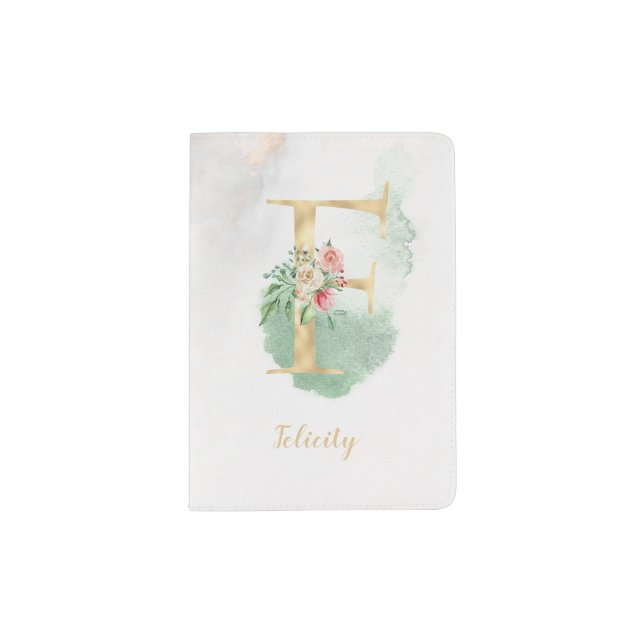 Floral Monogram "F" Passport Holder (Front)