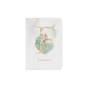 Floral Monogram "F" Passport Holder