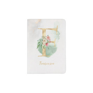 Floral Monogram "F" Passport Holder