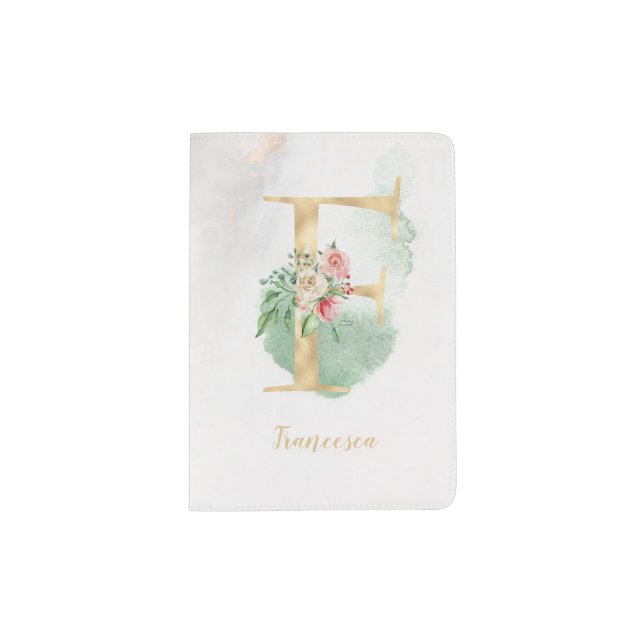 Floral Monogram "F" Passport Holder (Front)