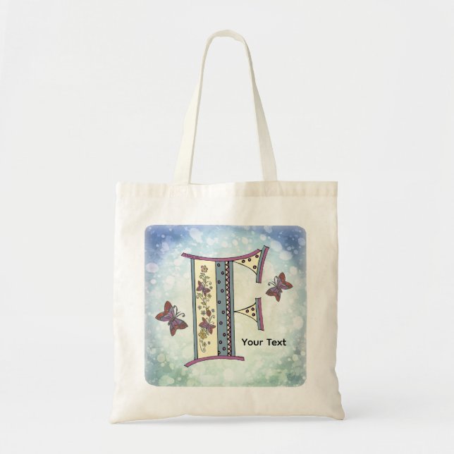 floral Monogram F Tote Bag (Front)