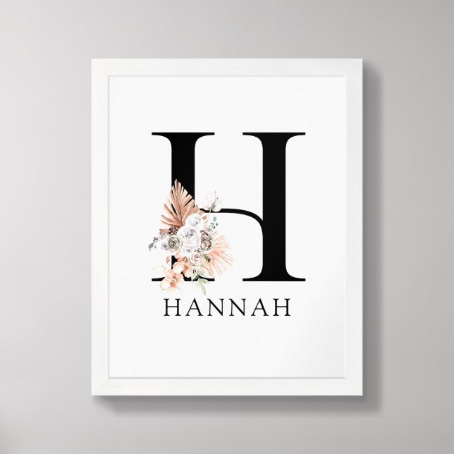 Floral Monogram Framed Art (Framed Front)