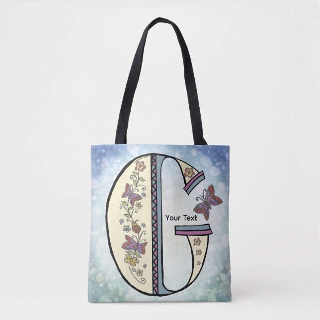 floral Monogram G Tote Bag (Front)