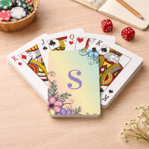 Floral Monogram Game Night Poker Cards