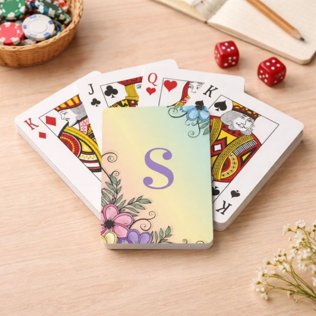 Floral Monogram Game Night Poker Cards (Creator Uploaded)