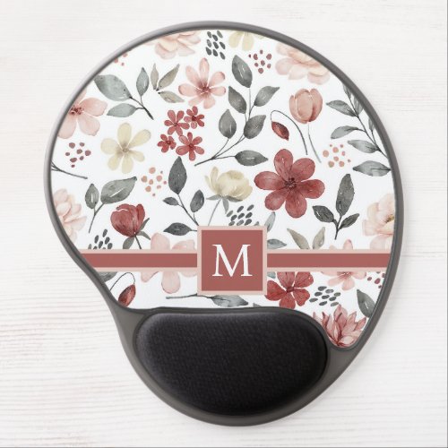 Floral Monogram Gel Mouse Pad