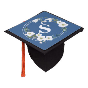 Floral Monogram Graduation Cap Topper