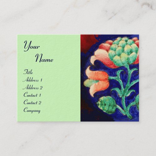 FLORAL MONOGRAM green red blue orange white Business Card