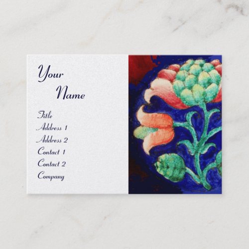 FLORAL MONOGRAM green red blue orange white pearl Business Card