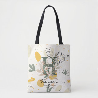 Floral Monogram H – Vibrant Botanical Letter Art Tote Bag