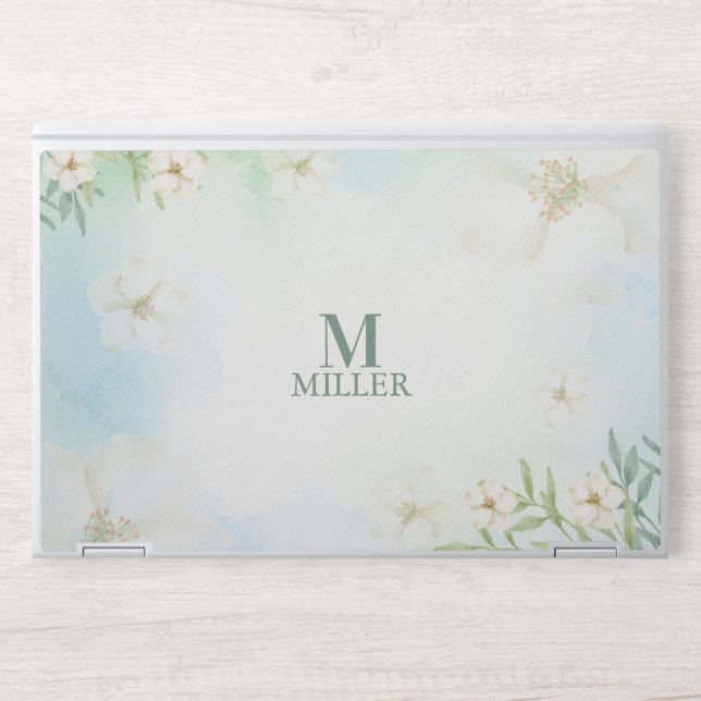 Floral Monogram HP Laptop Skin (Front)