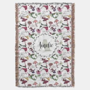 Floral Monogram Hummingbird Garden & Flowers Throw Blanket
