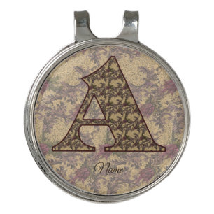 Floral Monogram Initial A Elegant Personalized   Golf Hat Clip