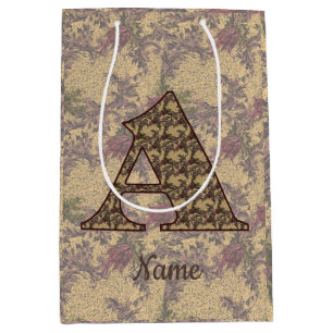 Floral Monogram Initial A Elegant Personalized Medium Gift Bag