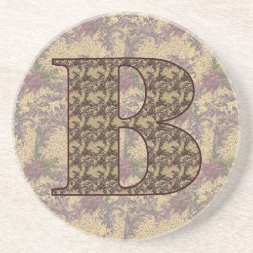 Floral Monogram Initial B Elegant Drink Coaster