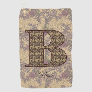Floral Monogram Initial B Elegant Personalized Golf Towel
