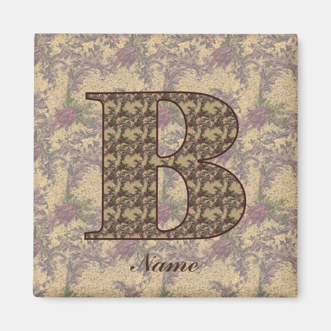 Floral Monogram Initial B Elegant Personalized  Magnet (Front)