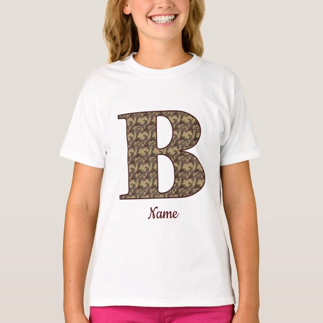 Floral Monogram Initial B Elegant Personalized T-Shirt (Front)
