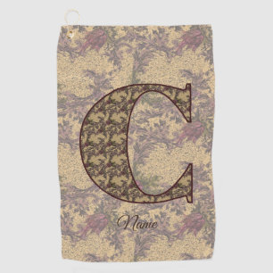 Floral Monogram Initial C Elegant Personalized Golf Towel