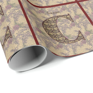 Floral Monogram Initial C Your Name Elegant    Wrapping Paper