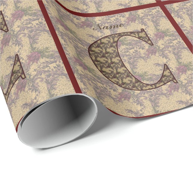 Floral Monogram Initial C Your Name Elegant    Wrapping Paper (Roll Corner)