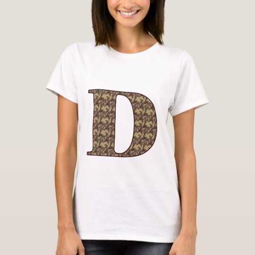 Floral Monogram Initial D Elegant T_Shirt