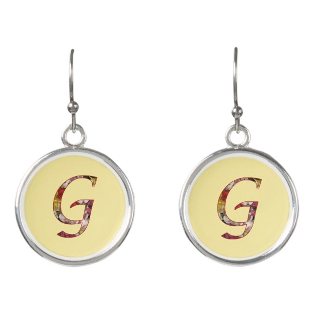Floral Monogram Initial G Earrings (Front)