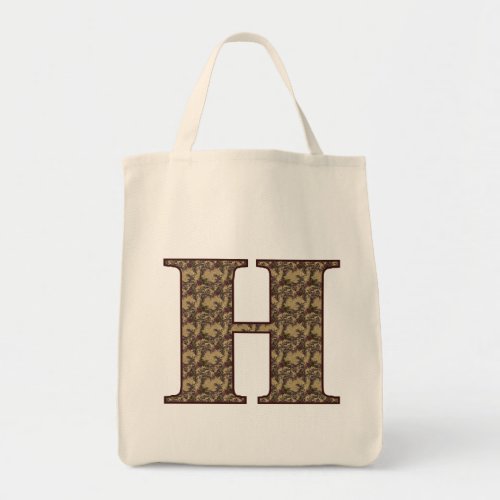 Floral Monogram Initial H Elegant Tote Bag