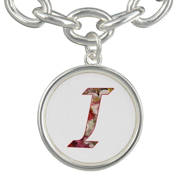 Floral Monogram Initial I Bracelet (Design)