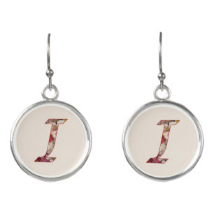 Floral Monogram Initial I Earrings