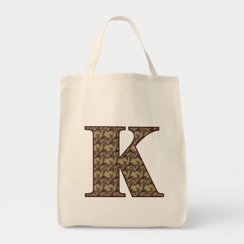 Floral Monogram Initial K Elegant Tote Bag