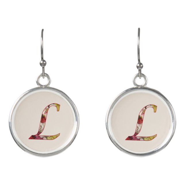 Floral Monogram Initial L Earrings (Front)