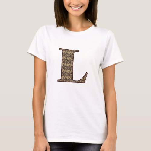 Floral Monogram Initial L Elegant T_Shirt