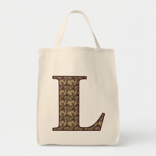 Floral Monogram Initial L Elegant Tote Bag