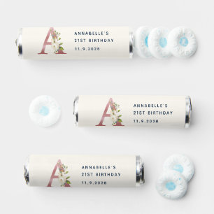 Floral Monogram Initial Name 21st Birthday Breath Savers® Mints