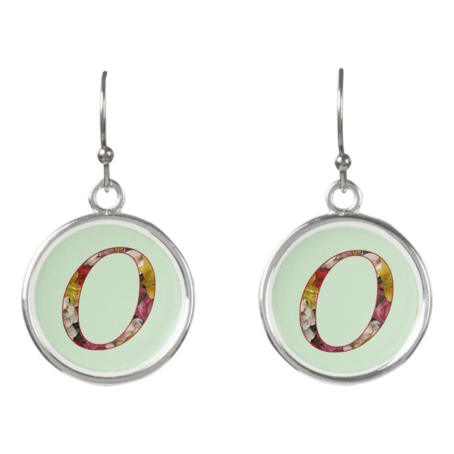 Floral Monogram Initial O Earrings (Front)
