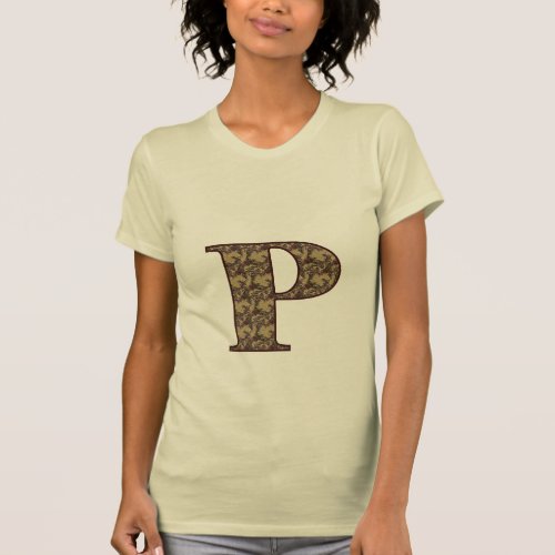 Floral Monogram Initial P Elegant T_Shirt