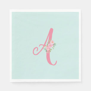 Floral Monogram Initial Personalized Napkins