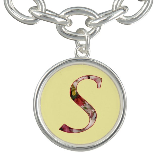 Floral Monogram Initial S Bracelet (Design)