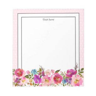 Floral Monogram initial , watercolor flower Notepad