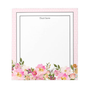 Floral Monogram initial , watercolor flower Notepad